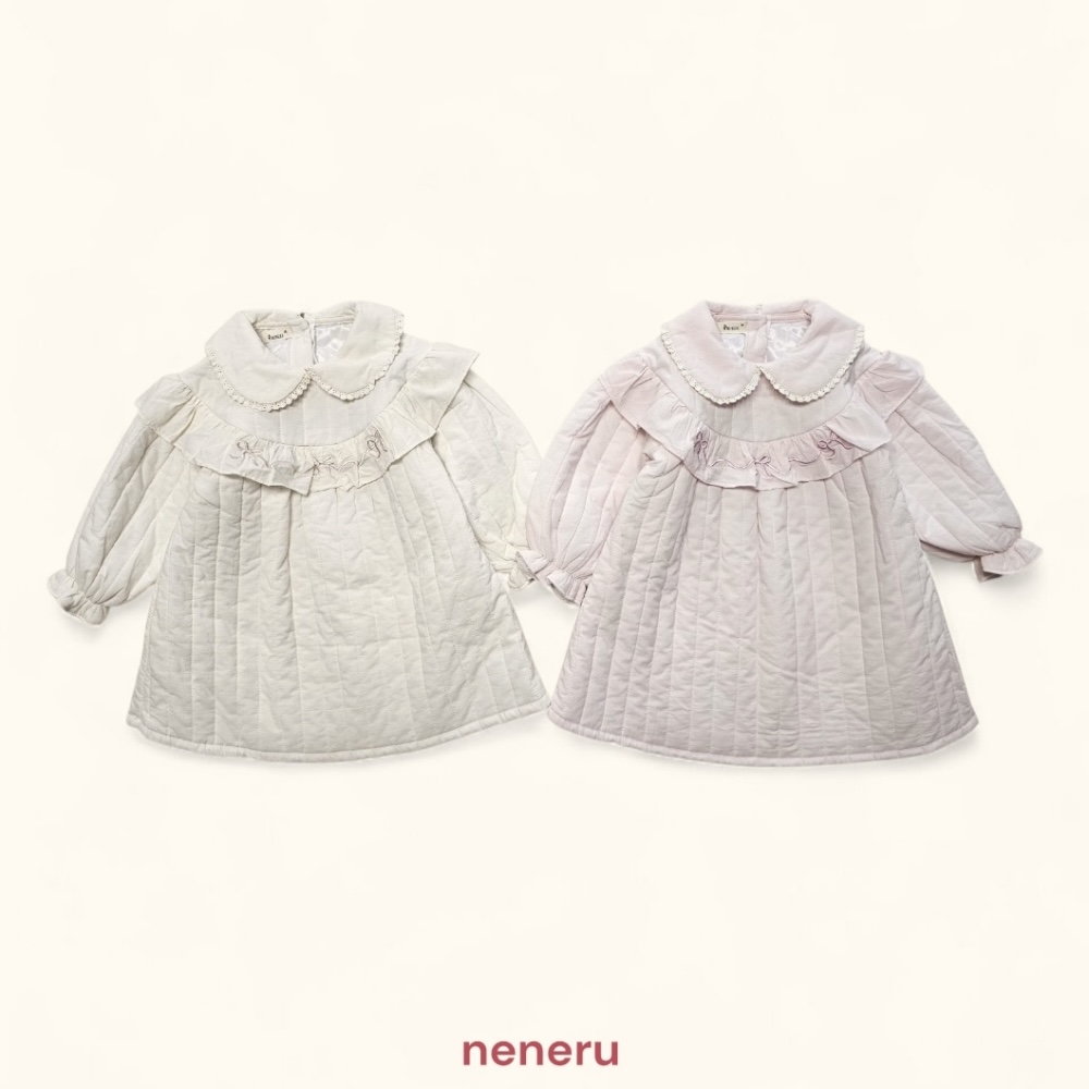 neneru30｜(85cm-125cm) 2色蝴蝶結荷葉邊洋裝