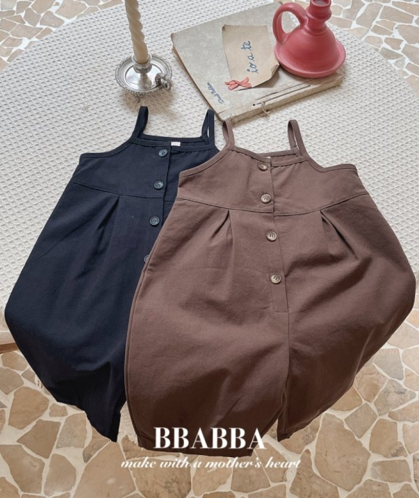 BBABBA21｜(60cm-83cm)  2色復古連身吊帶褲/綁帶帽