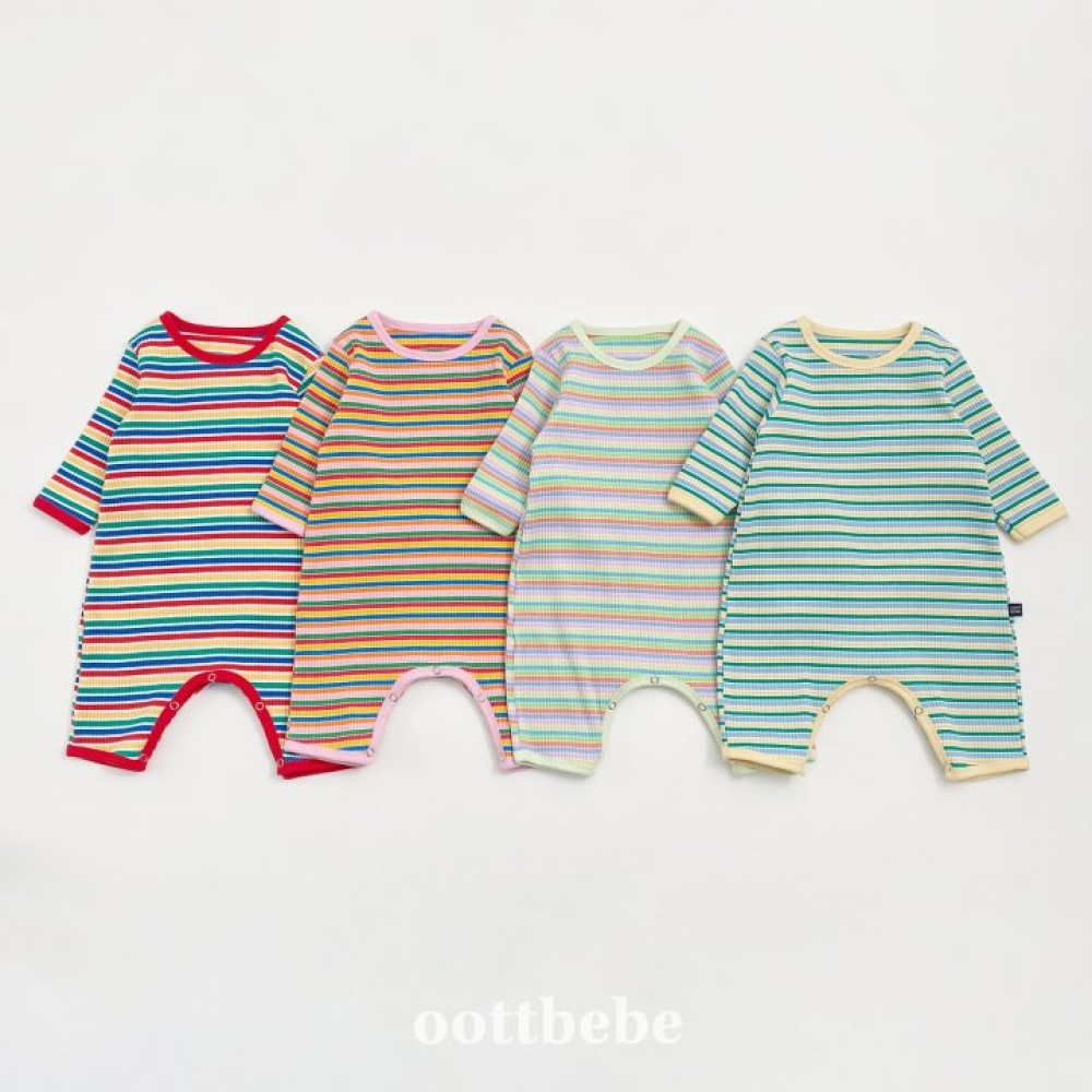 Oottbebe35｜(0m-12m) 繽紛條紋居家包屁褲裝
