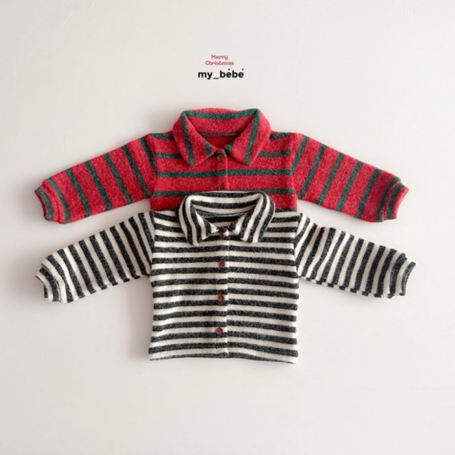 my_bebe55｜(-6m-18m-)  條紋立領外套