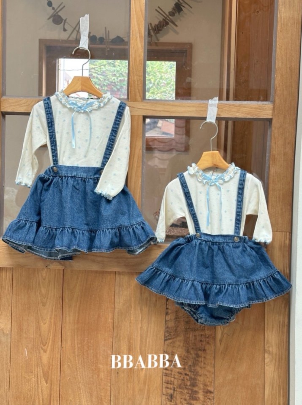 BBABBA26｜(60cm-120cm)  牛仔荷花邊吊帶裙/包屁裙