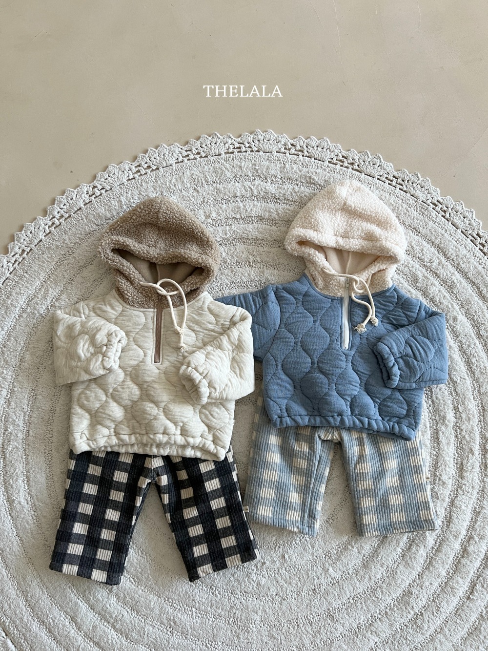 thelala54｜ (1y-6y) 格紋夾層鋪棉直筒褲