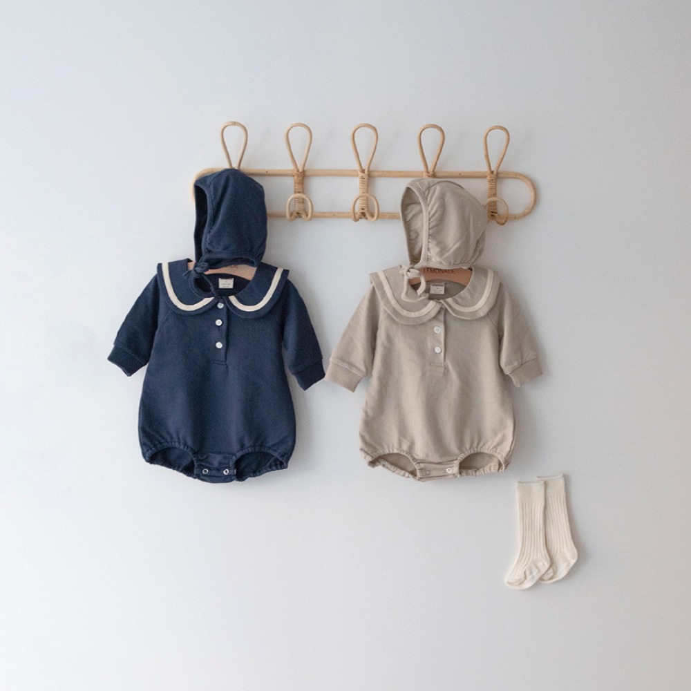 LEMONADE30｜(55cm-85cm) 2色水手風包屁衣含帽子