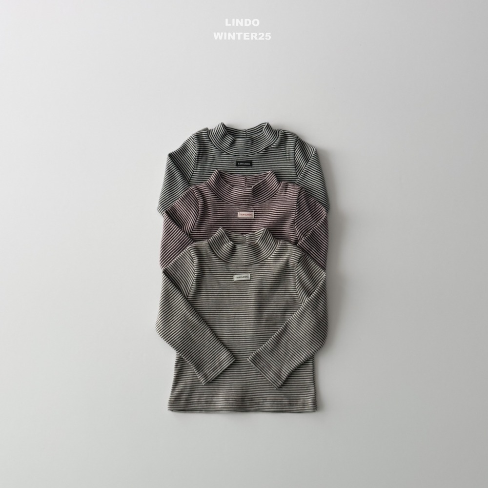 Lindo34｜(80cm-125cm) 高領條紋上衣