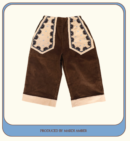 Amber 01｜(90-130cm) 2色花卉設計反摺長褲