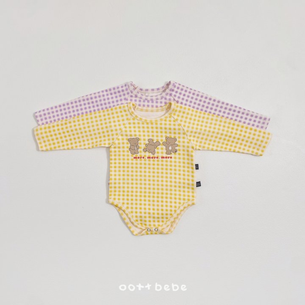 Oottbebe17｜(0m-12m) 格子熊熊居家包屁衣褲子套裝