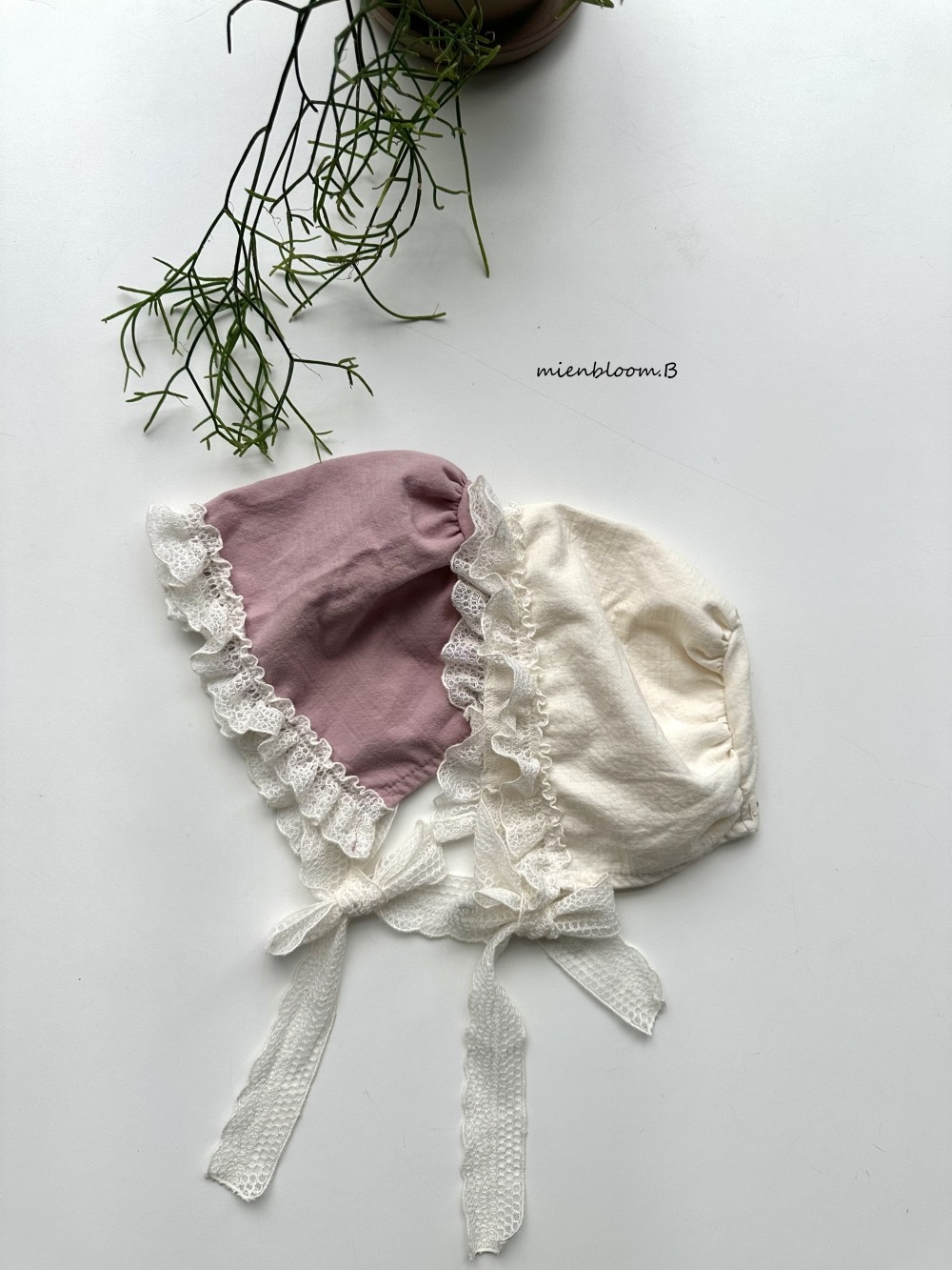 Bloom.b06｜(bebe) 蕾絲花邊綁帶帽