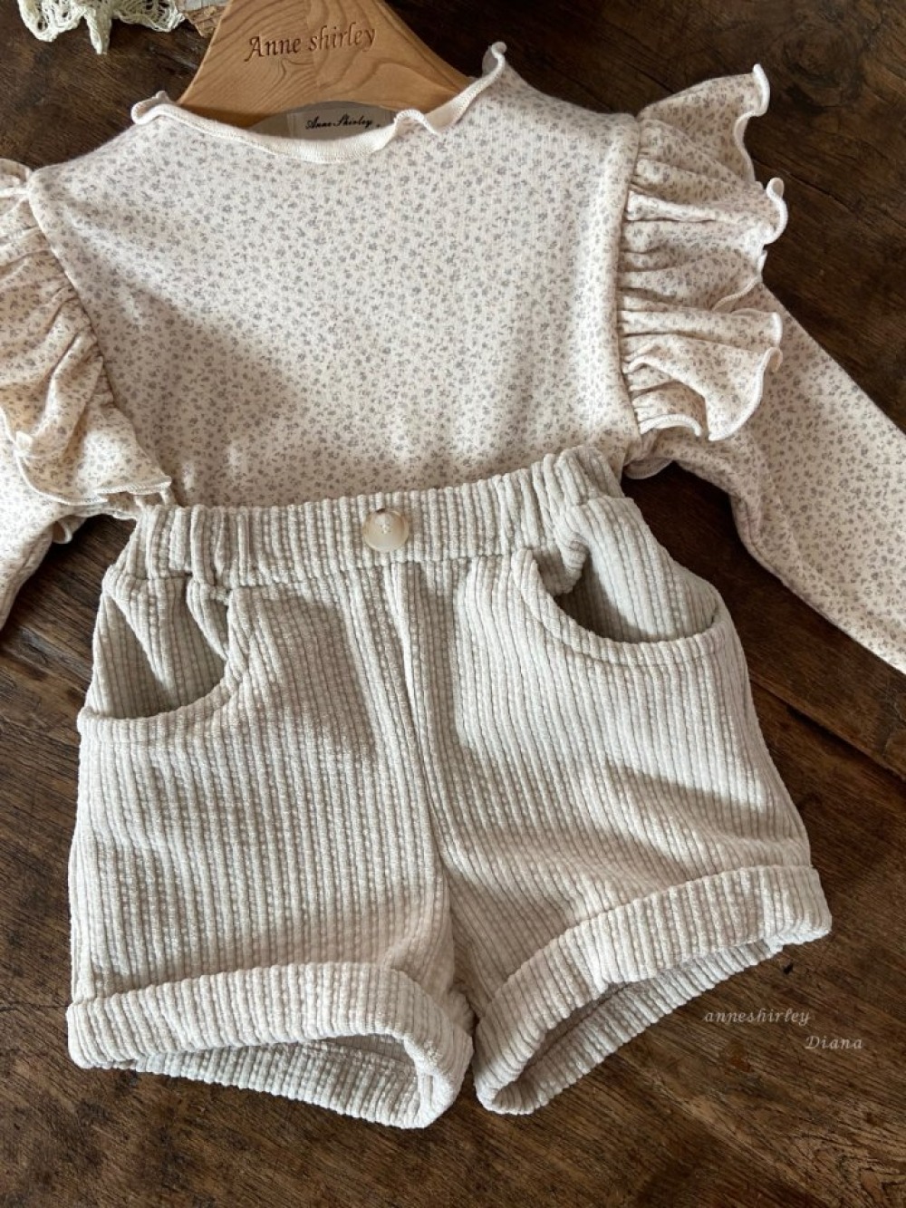Anne Shirley38｜(3m-18m) 1色燈芯絨反摺短褲