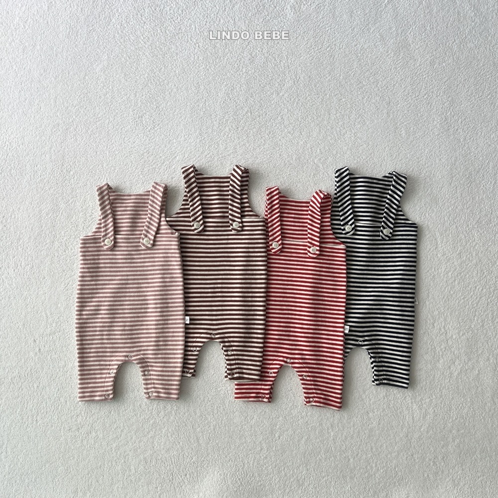 Lindo12｜(3m-18m) 條紋吊帶背心連身衣