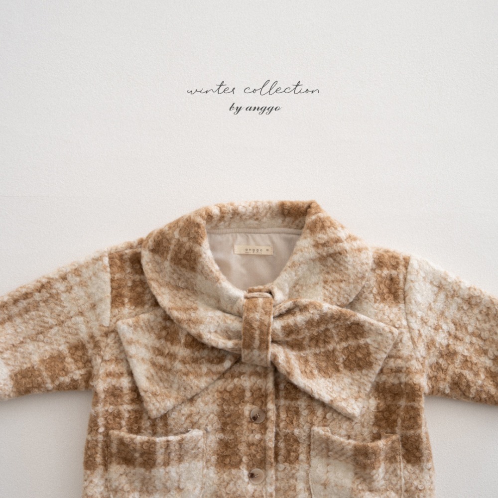 anggo28｜(75cm-120cm) 蝴蝶領結格紋大衣外套