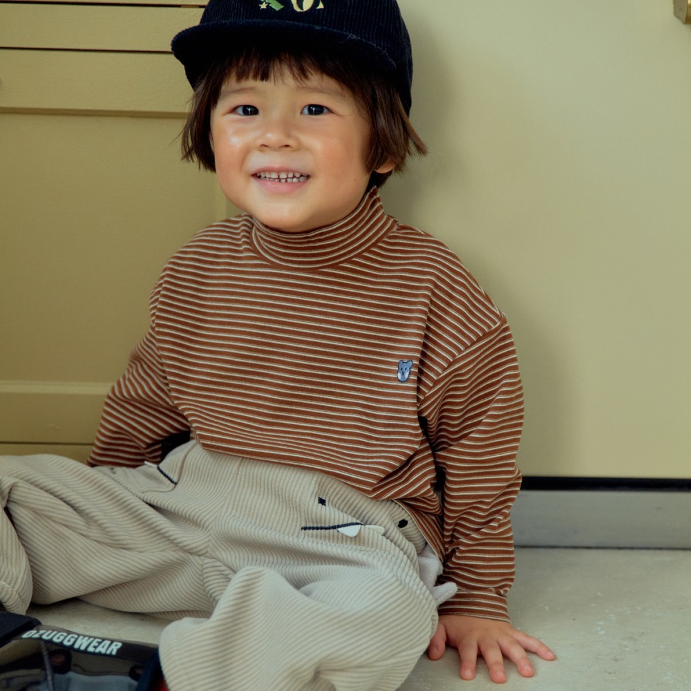 1st blue 13｜(80-118cm) 2色條紋小熊中領上衣