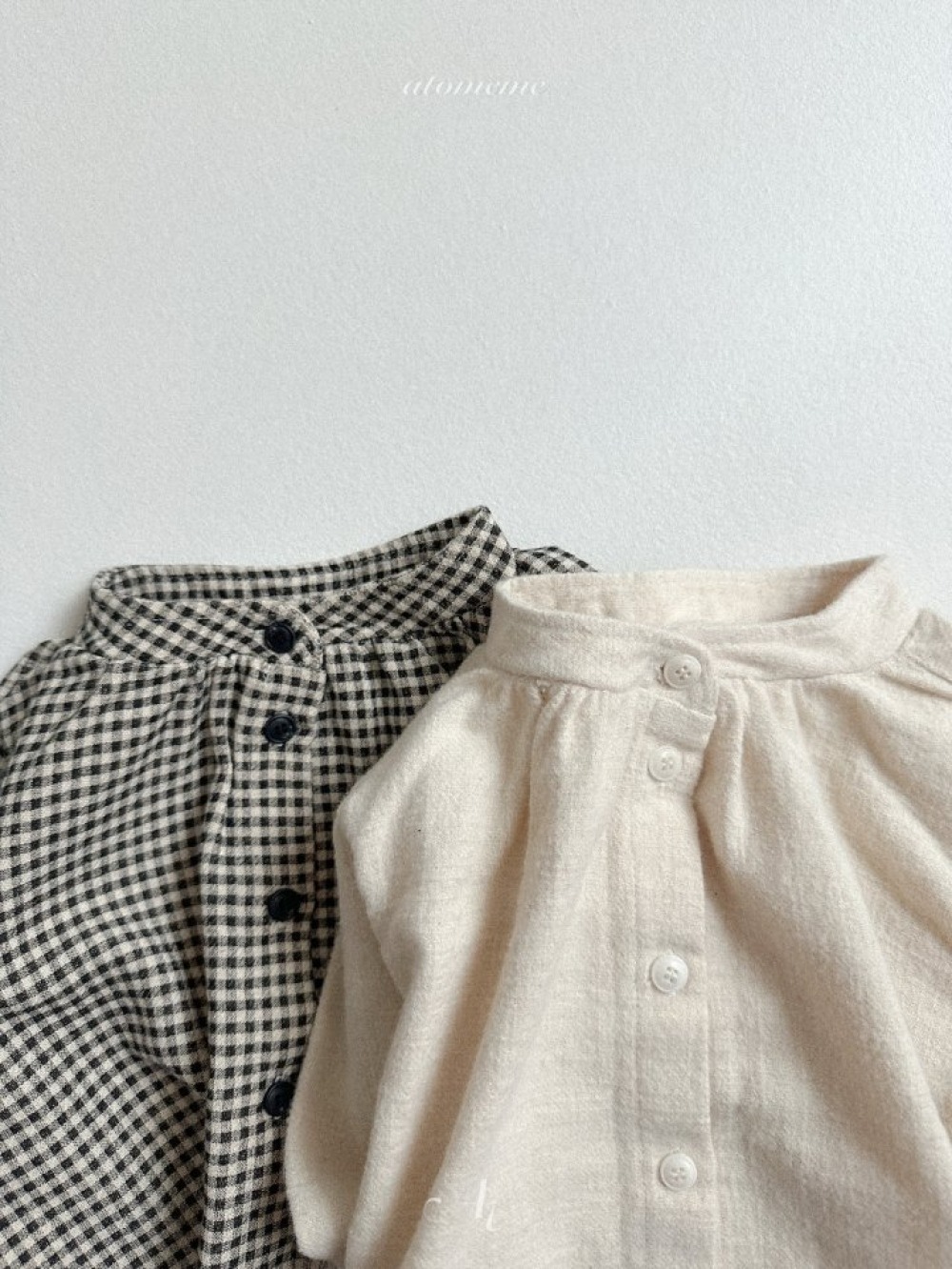 Atomeme08｜(70cm-110cm) 簡約娃娃袖襯衫