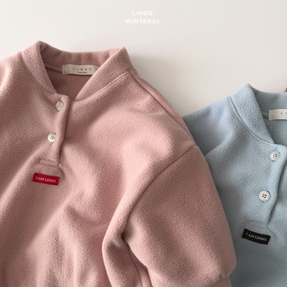 Lindo41｜(80cm-125cm) 半開襟扣小標抓絨上衣