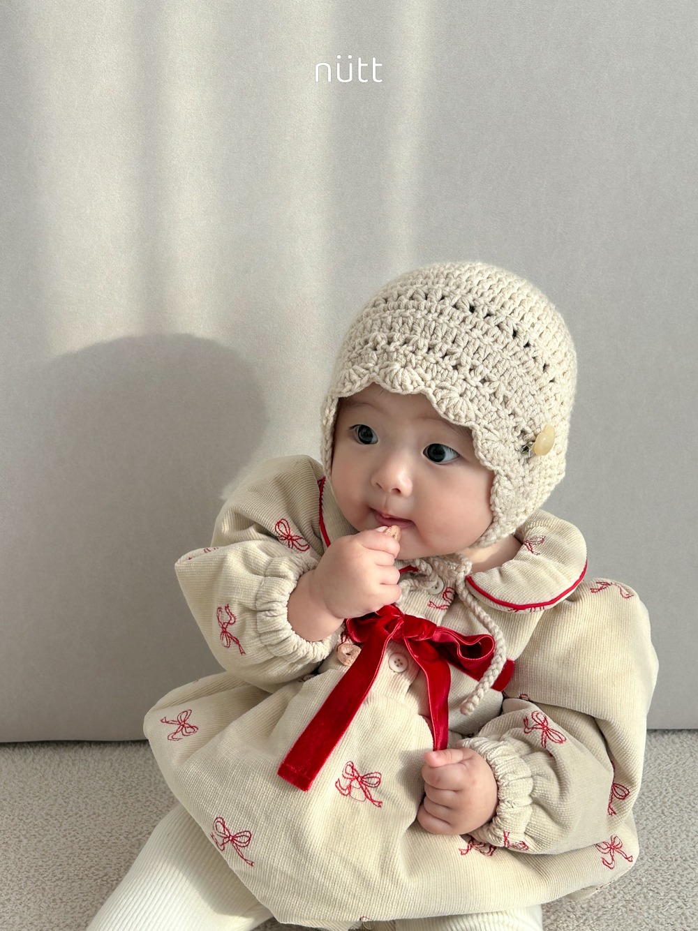 Nutt05｜(3m-16m) 蝴蝶結夾層棉包屁衣