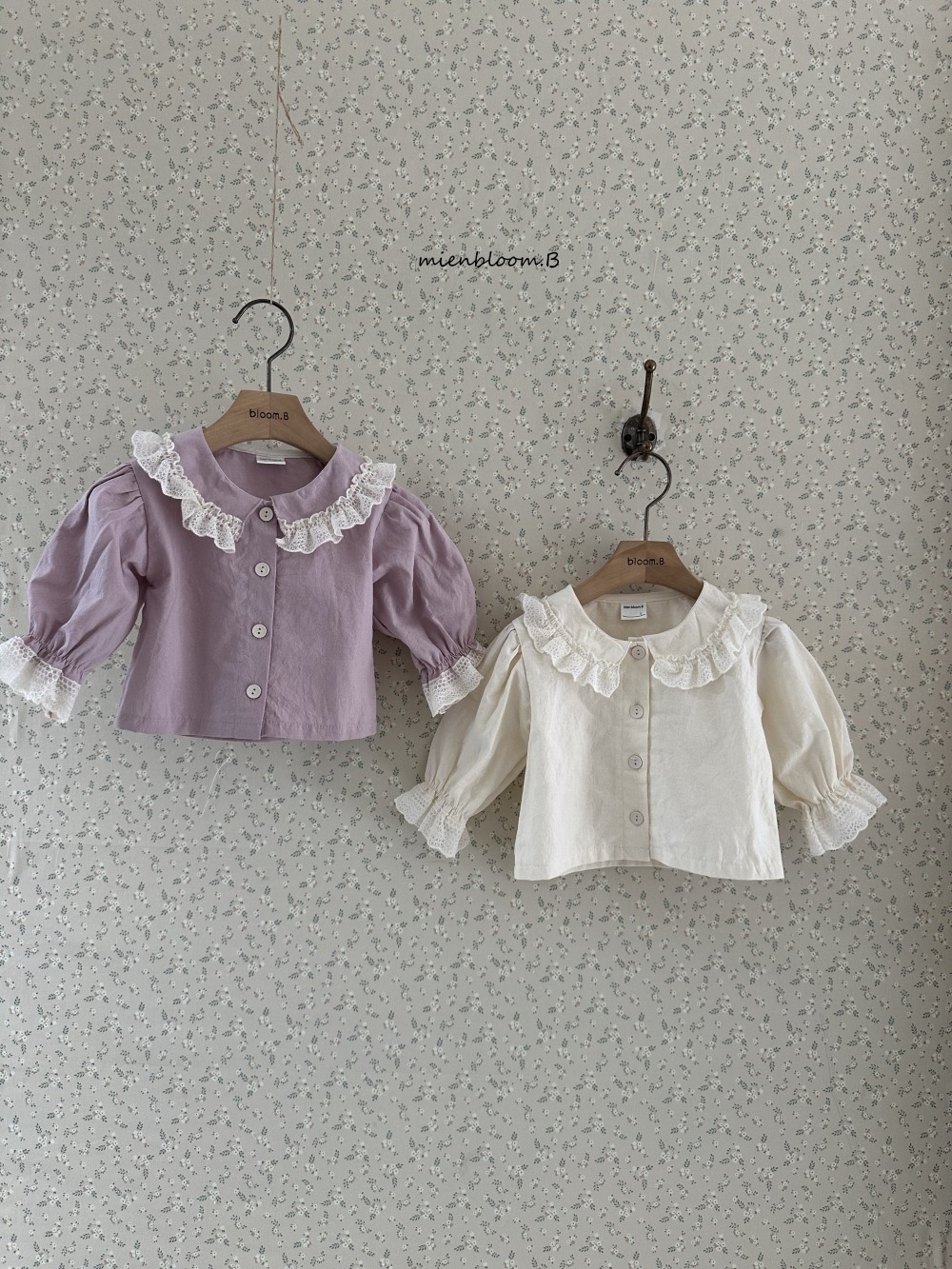 Bloom.b66｜(3m-24m/85cm-125cm) 蕾絲荷葉花邊襯衫