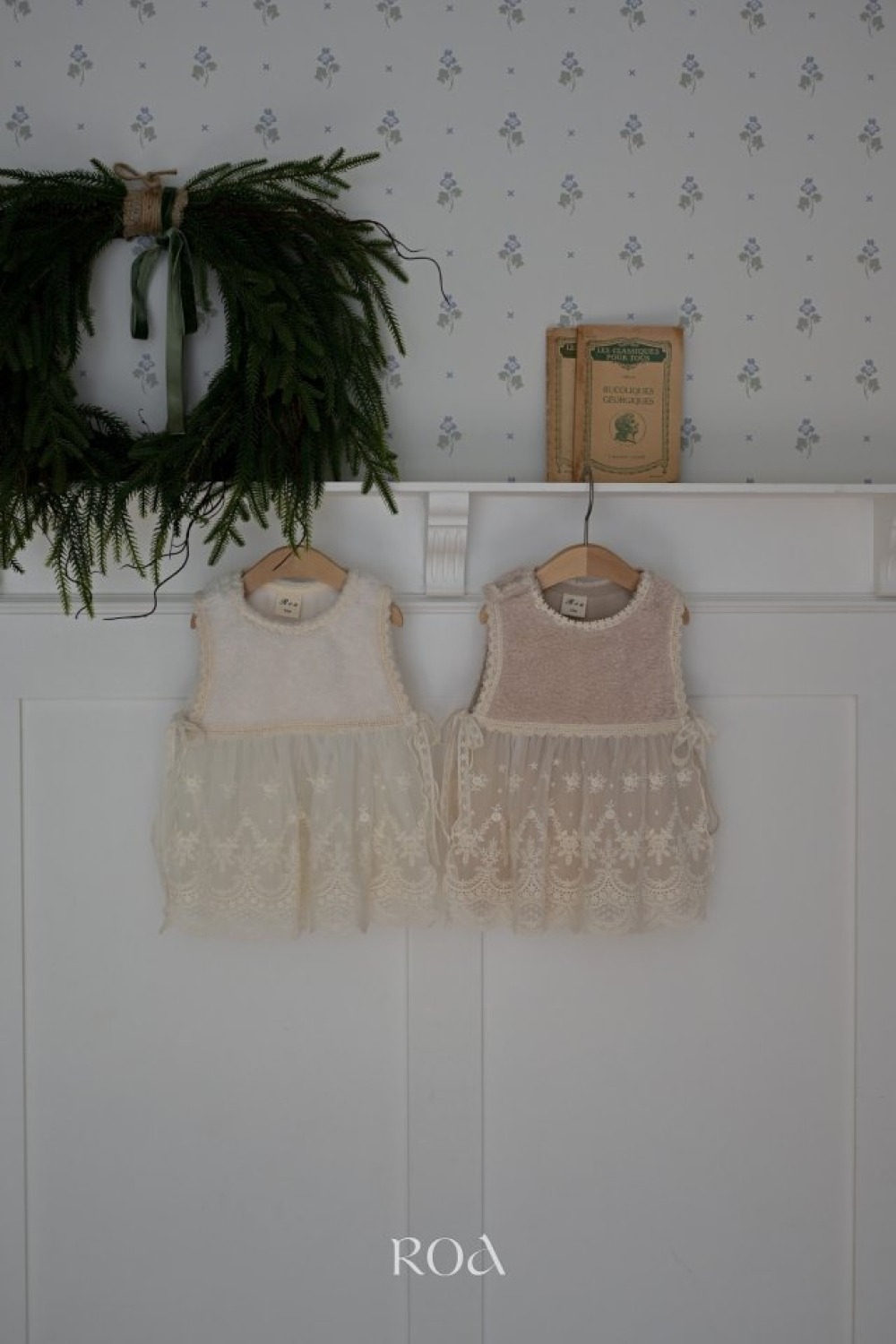 ROA42｜(6m-18m) 2色刷毛蕾絲背心