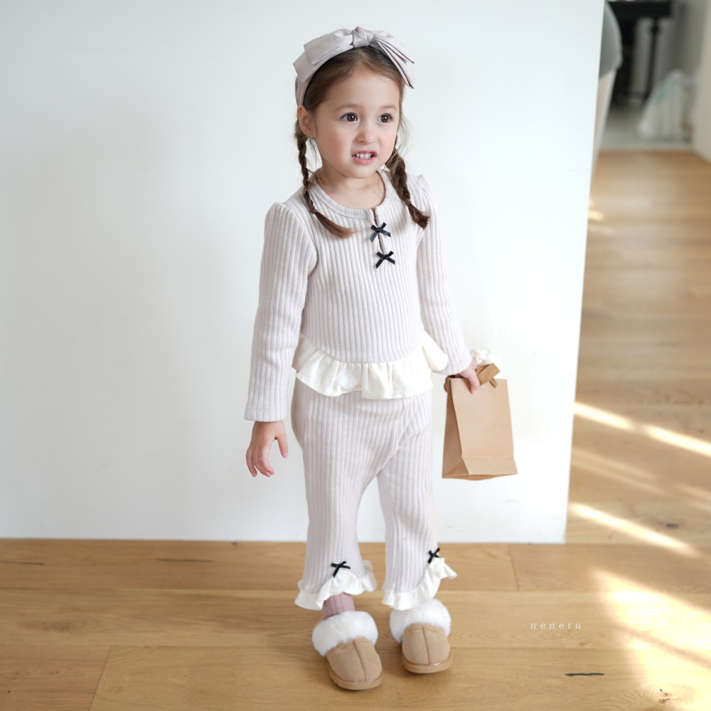 neneru14｜(70cm-125cm) 1色蝴蝶結荷葉邊套裝