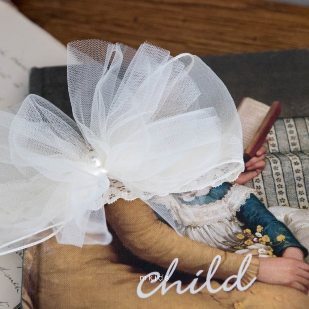 M-KIDS14|(55-95cm) 2色蝴蝶薄紗髮帶/珍珠圖騰髮帶5