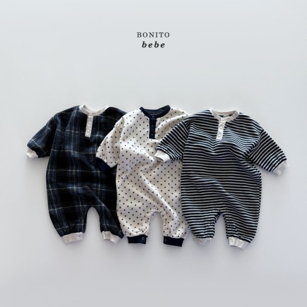 Bonito58｜(3m-18m) 撞色絲絨連身衣