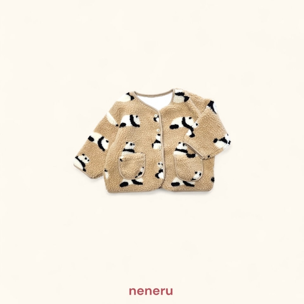 neneru27｜(70cm-125cm) 1色熊貓刷毛開襟外套