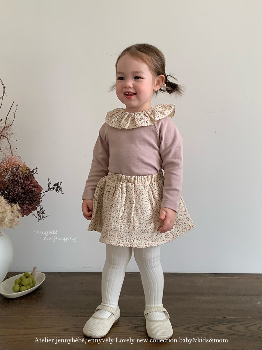 JE590｜(73cm-100cm) 碎花翻領兩件式上衣包屁裙