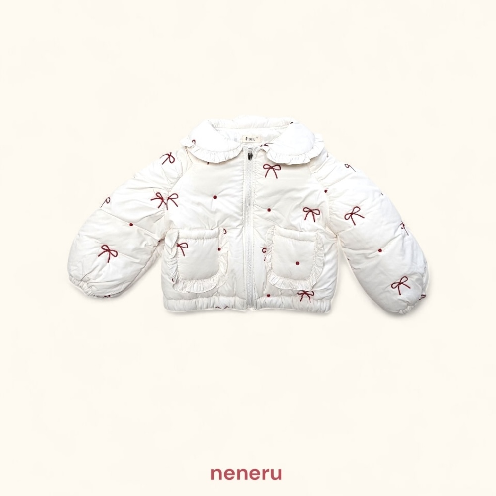 neneru16｜(70cm-125cm)1色蝴蝶結刺繡絎縫夾層棉外套