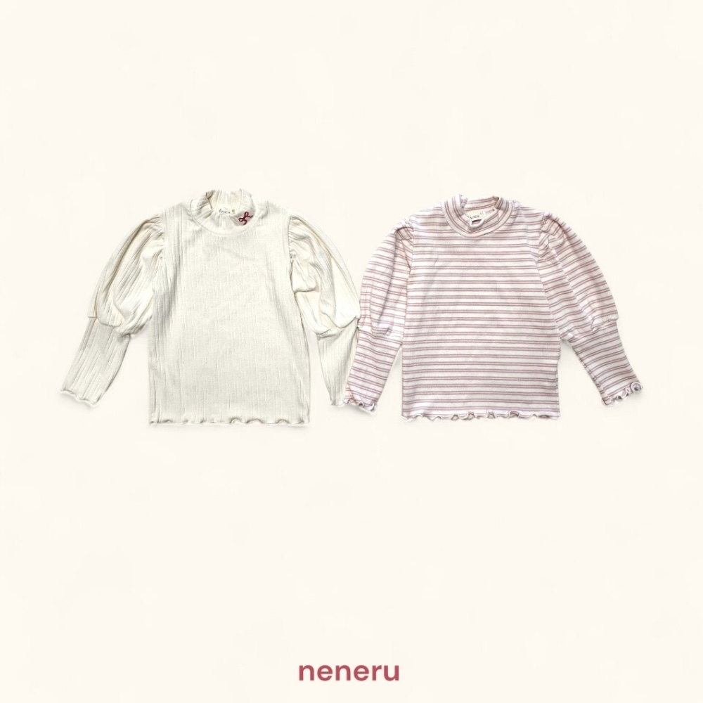 neneru22｜(70cm-125cm) 2色公主袖捲邊上衣