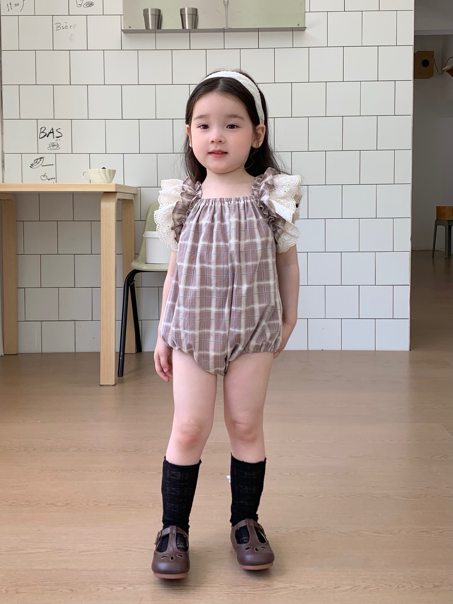 JE33｜(66-120cm) 格紋飛袖包屁衣/洋裝