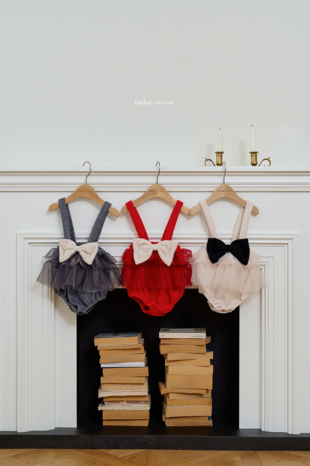 bebe nine53 (65cm-85cm) 3色蝴蝶結薄紗吊帶包屁裙