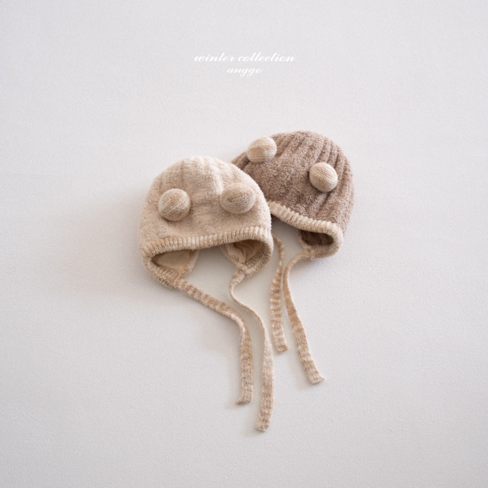anggo14｜(free) 小耳朵針織綁帶帽