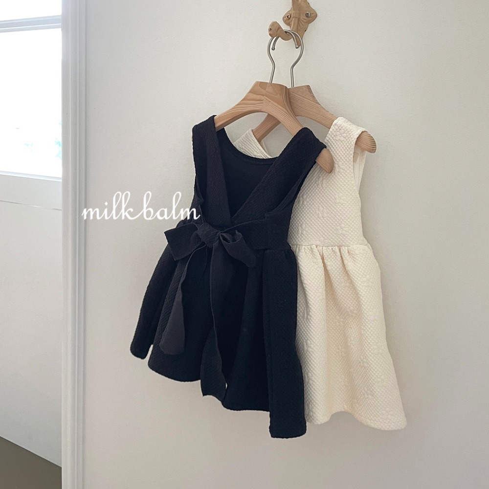 Milk Balm24｜(1-7y) 2色刺繡緹花洋裝