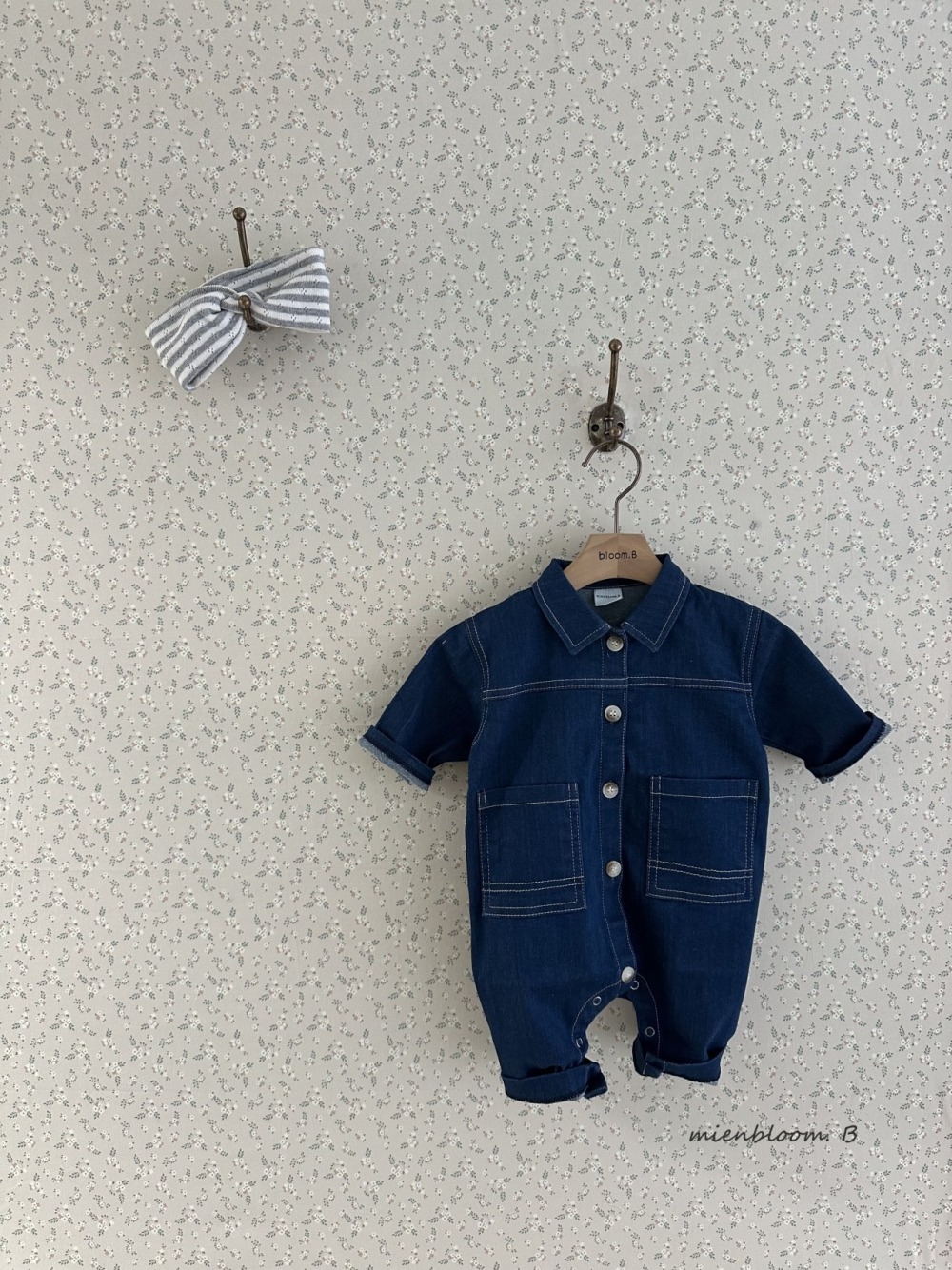 Bloom.b25｜(3m-24m) 牛仔連身包屁衣