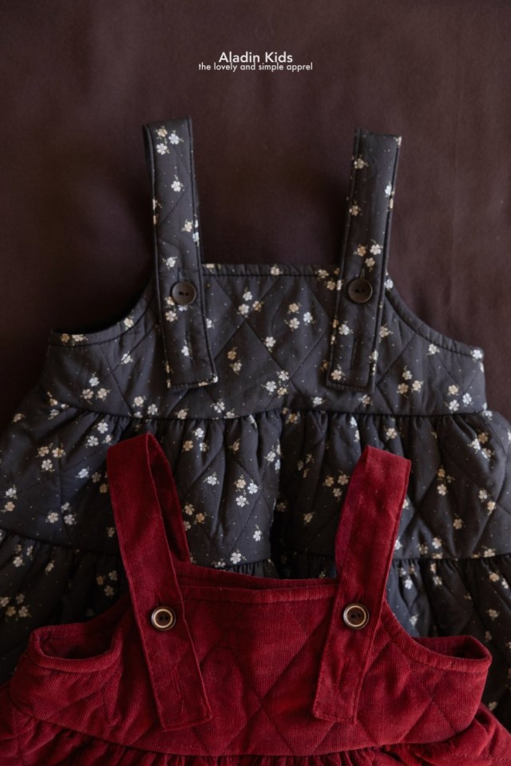 ALADIN21｜(75cm-114cm) 磨毛菱形壓紋吊帶裙