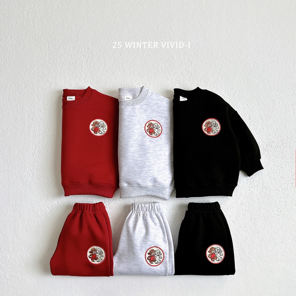 vivid95｜(78cm-125cm) 小狗刺繡休閒套裝(