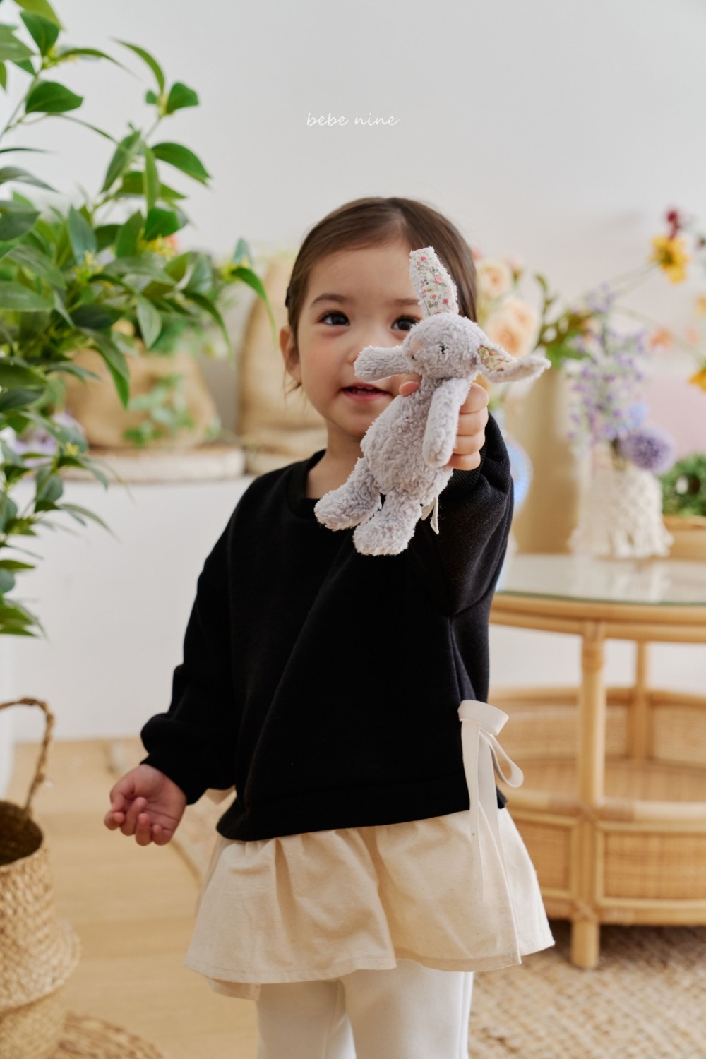 bebe nine34 (65cm-115cm) 2色撞色荷葉摺邊洋裝