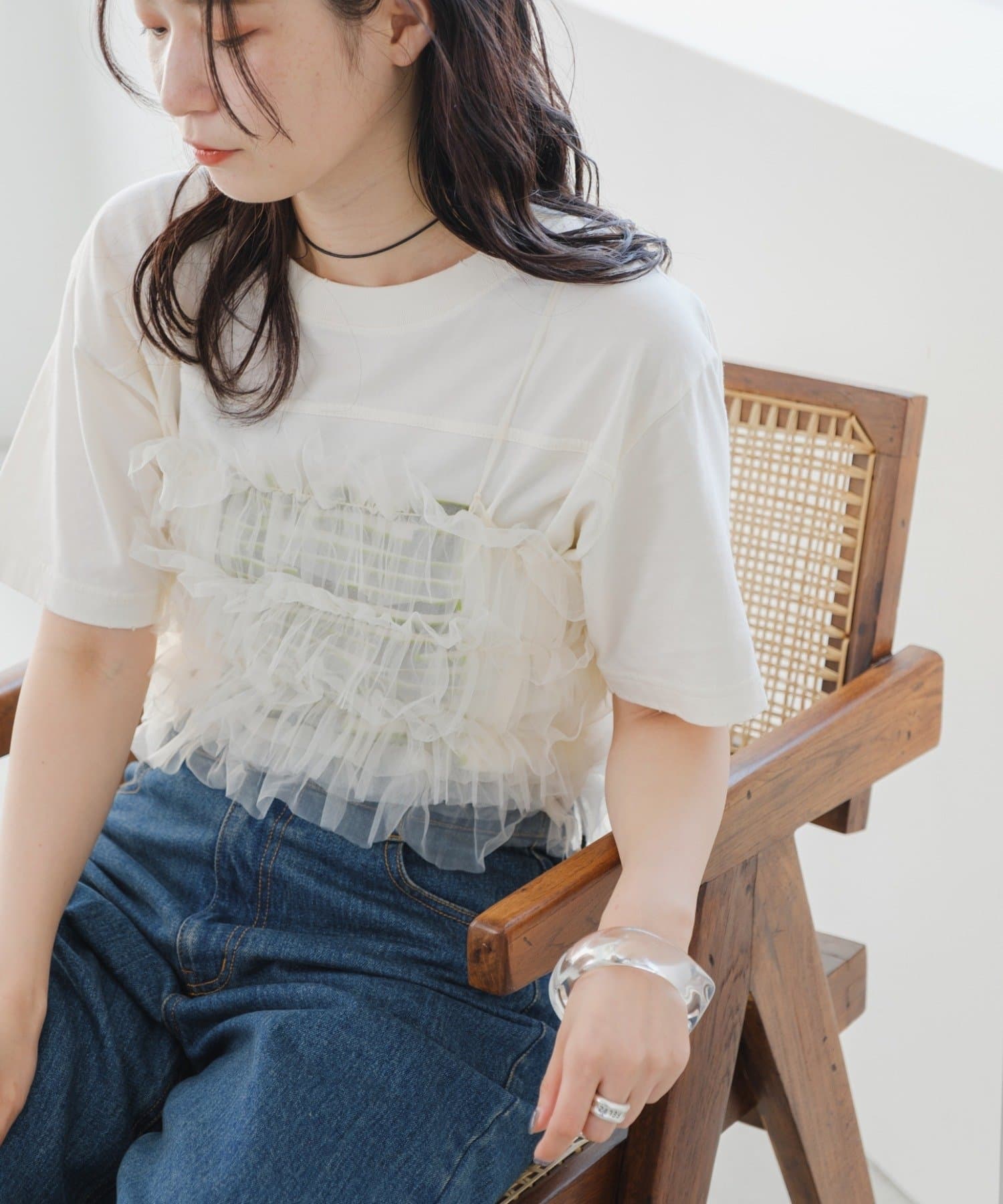 kastane帶繩薄紗胸衣(可拆繩)