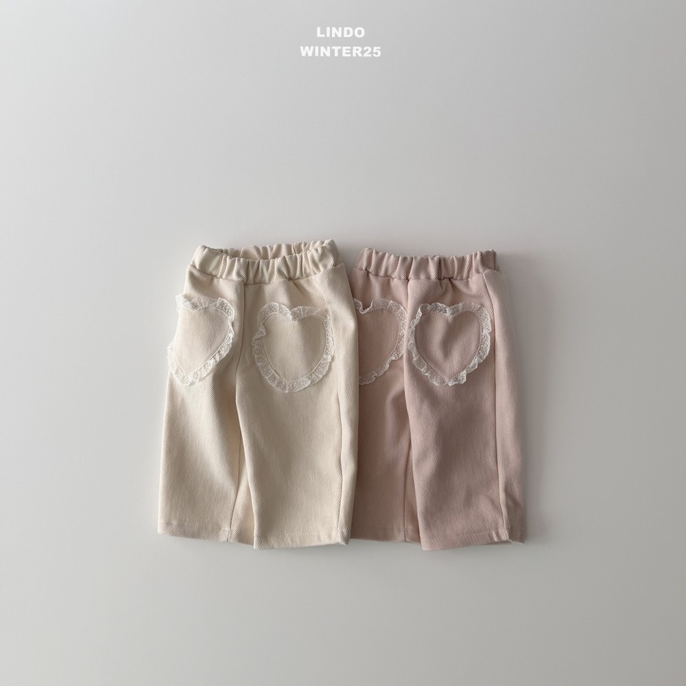 Lindo55｜(80cm-125cm) 蕾絲愛心直筒褲