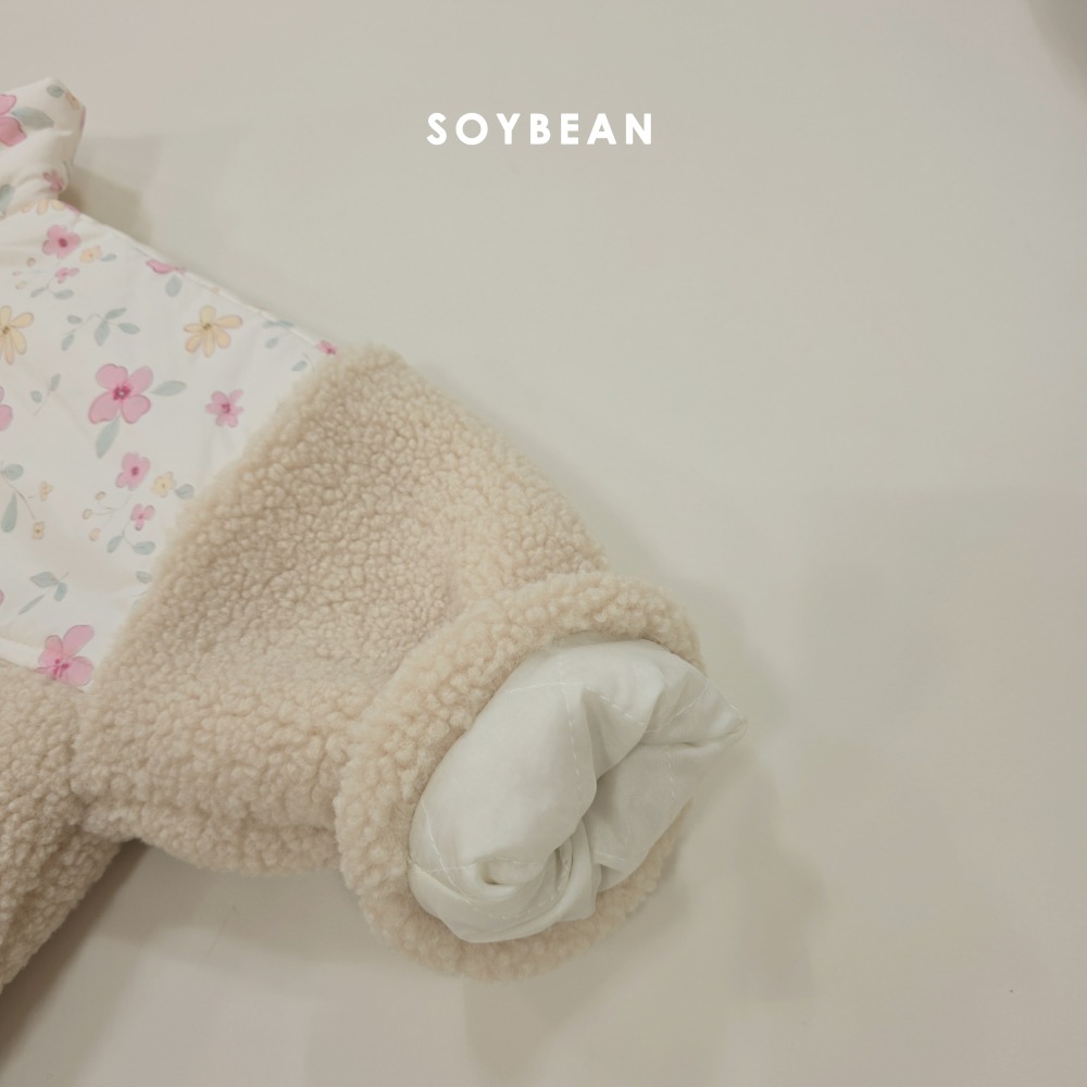 Soybean38｜(75cm-118cm) 碎花刷毛拉鍊外套