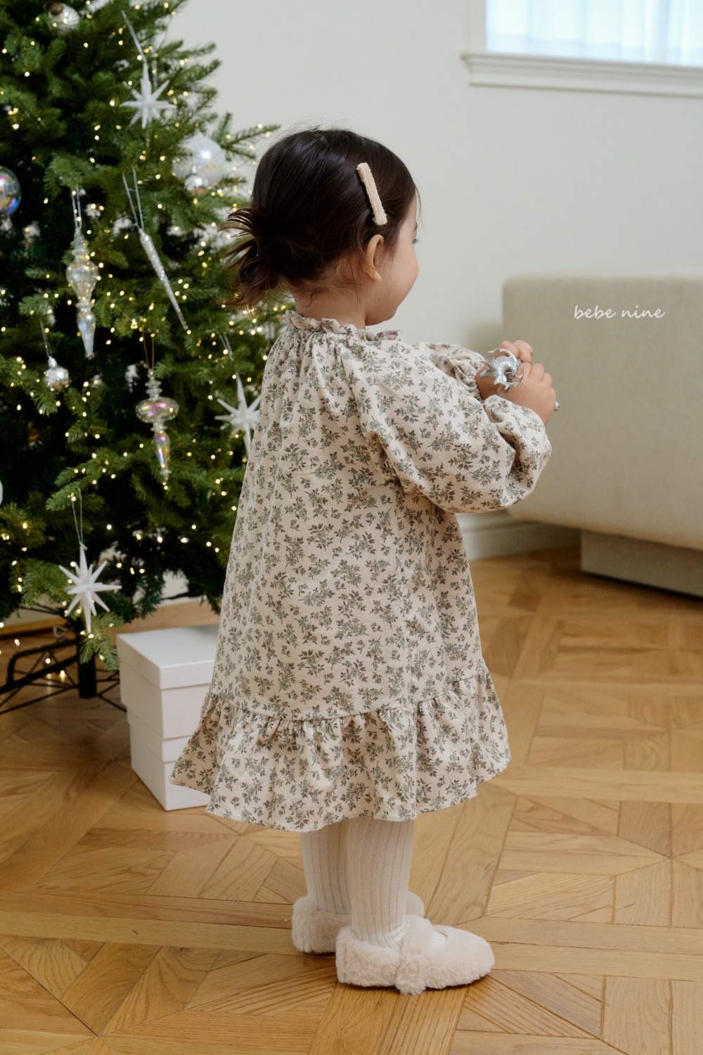 bebe nine42 (65cm-115cm) 2色荷葉裙擺洋裝