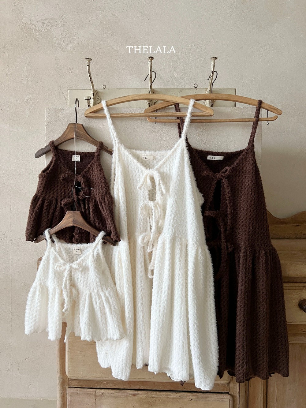 thelala29｜ (1y-6y-mom) 毛呢細肩綁帶背心