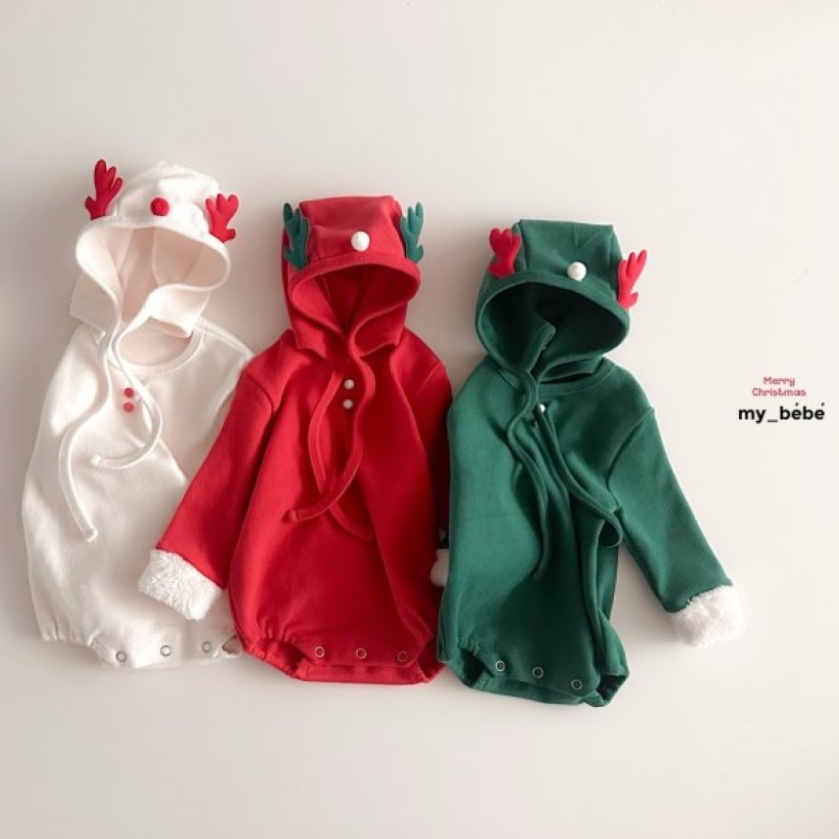 my_bebe49｜(-12m-18m-)  麋鹿連帽包屁衣