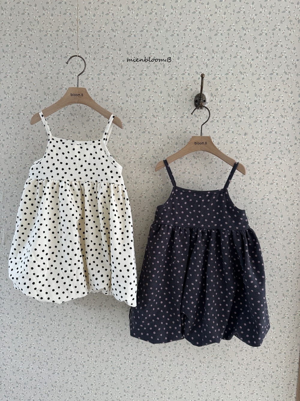 Bloom.b41｜(85cm-125cm) 細肩圓點綁帶洋裝