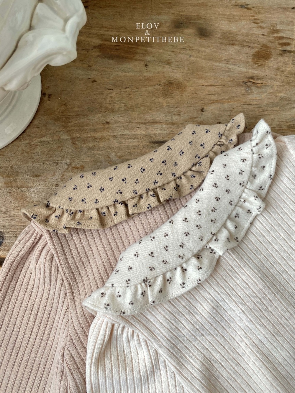 Monpetitbebe10｜(70cm-110cm) 碎花荷葉領上衣