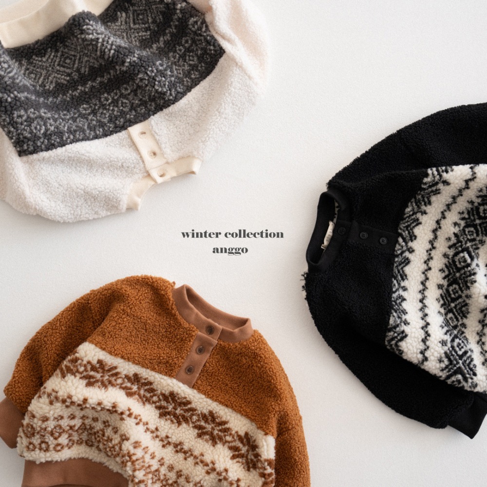 anggo02｜(75cm-120cm) 半開襟刷毛印花上衣