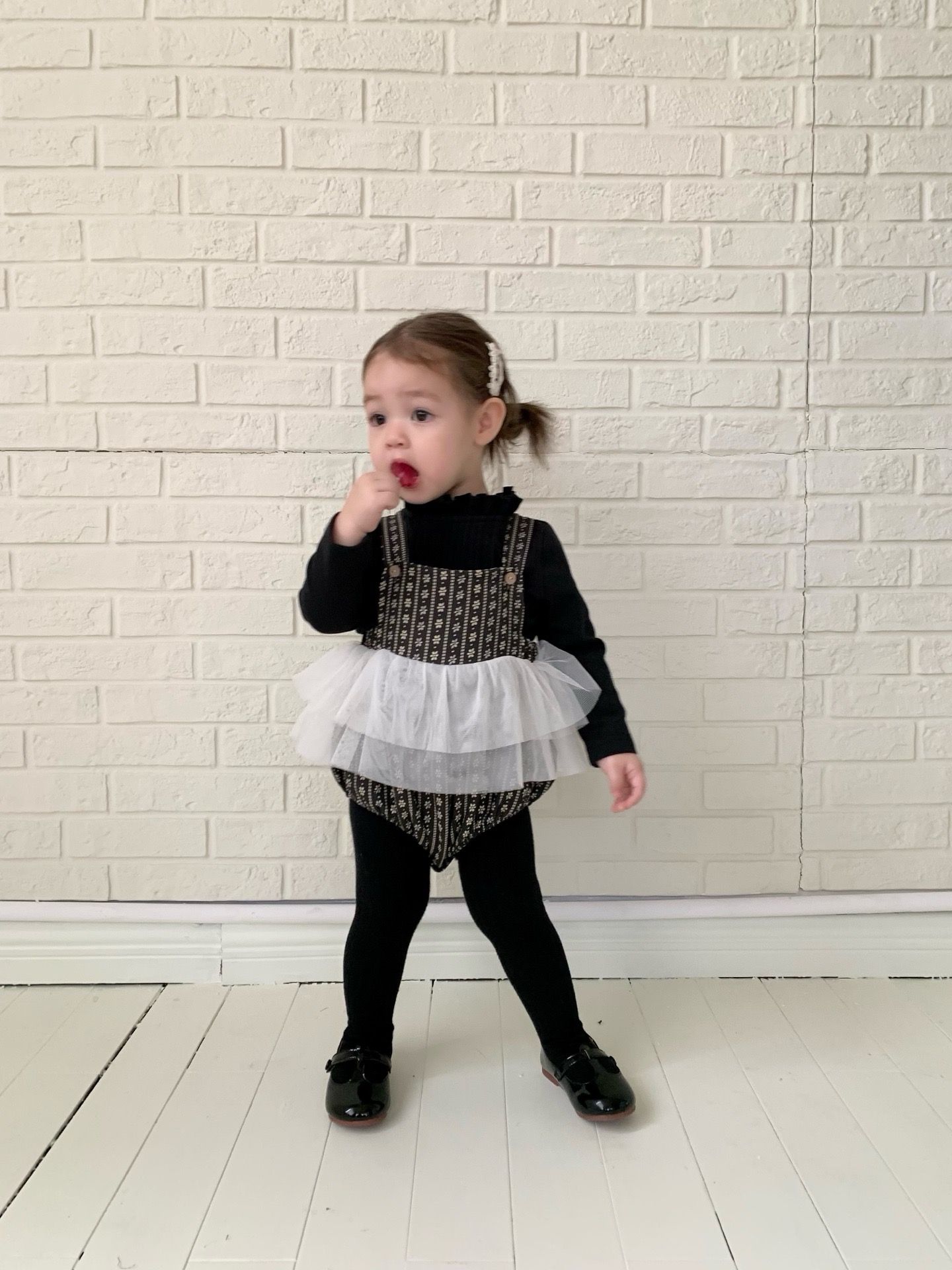 JE613｜(73cm-100cm) 小花薄紗吊帶包屁裙/花邊領上衣