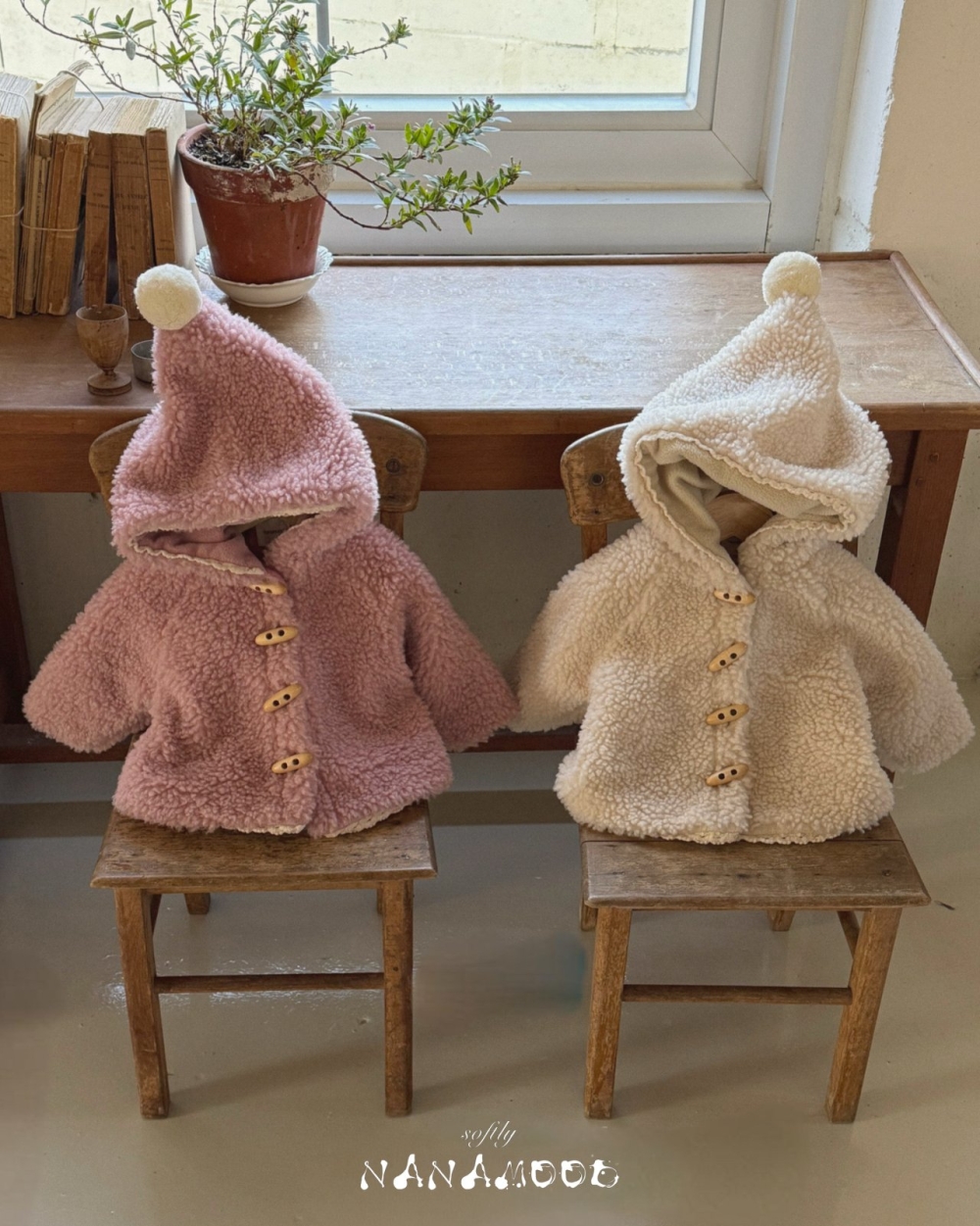 BANANAJ14｜(3m-18m)  小雪球連帽開杉衫外套