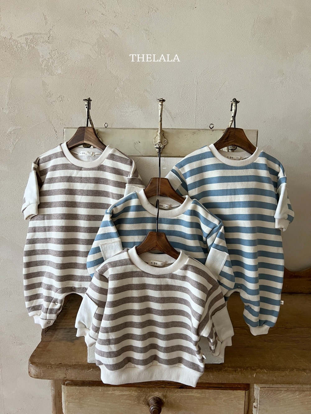 thelala24｜ (0m-18m) 條紋補丁連身衣