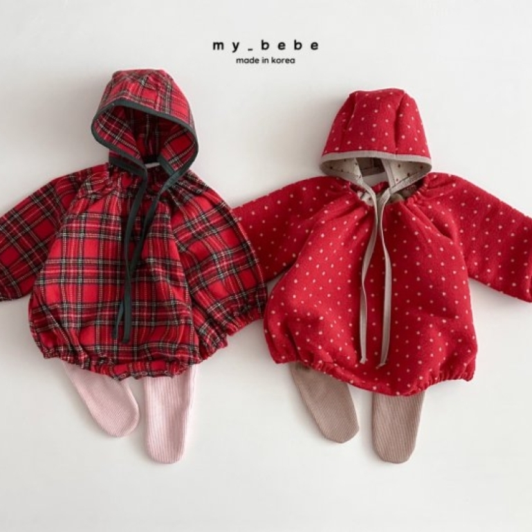 my_bebe52｜(-6m-18m-)  喜氣紅色包屁衣(含帽子）