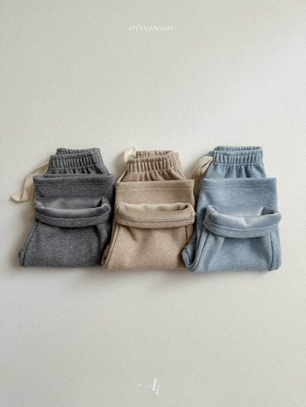 Atomeme25｜(70cm-110cm) 刷毛抽繩休閒褲