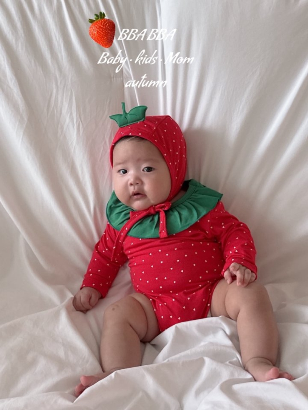 BBABBA28｜(60cm-83cm) 可愛小草莓包屁衣